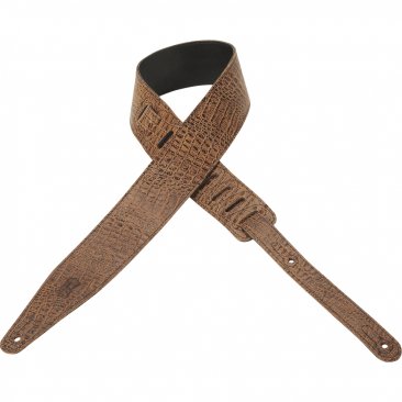 Levy's 2 1/2" wide brown veg-tan leather guitar strap.